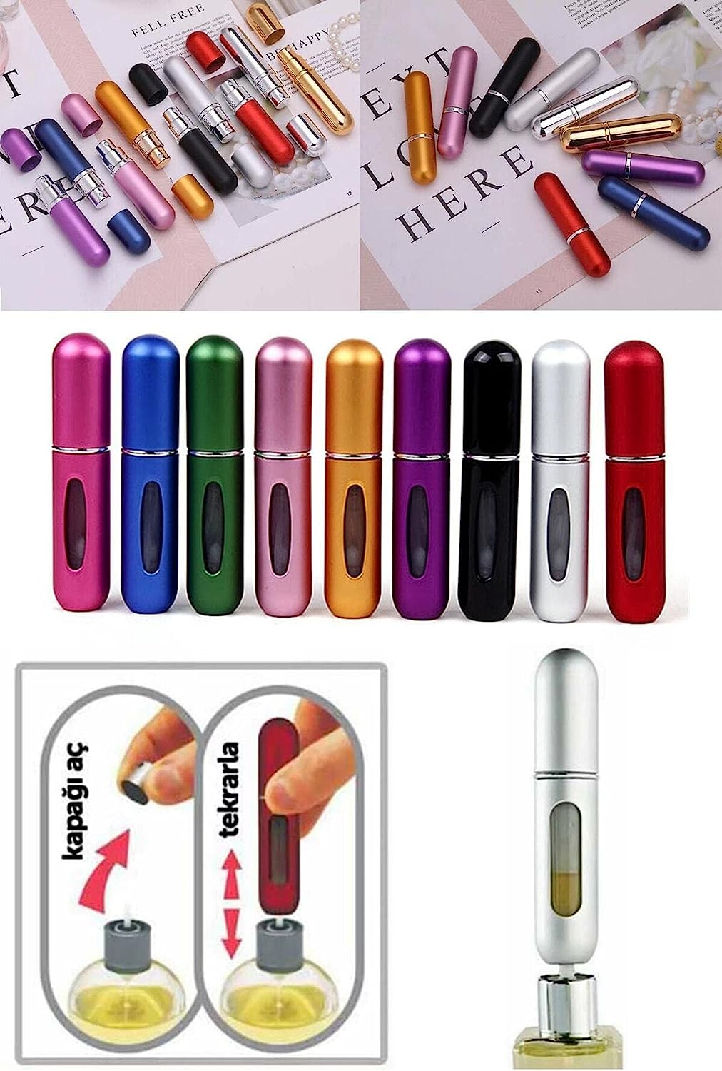 4lü Paket Doldurulabilir Cep Boy Parfüm Şişesi