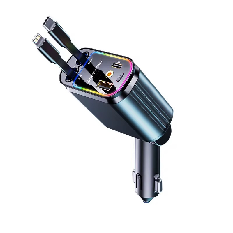 DriveAura Pro™ Type-C & Lightning Kablolu Ambiyans Işıklı Araç Şarj Cihazı