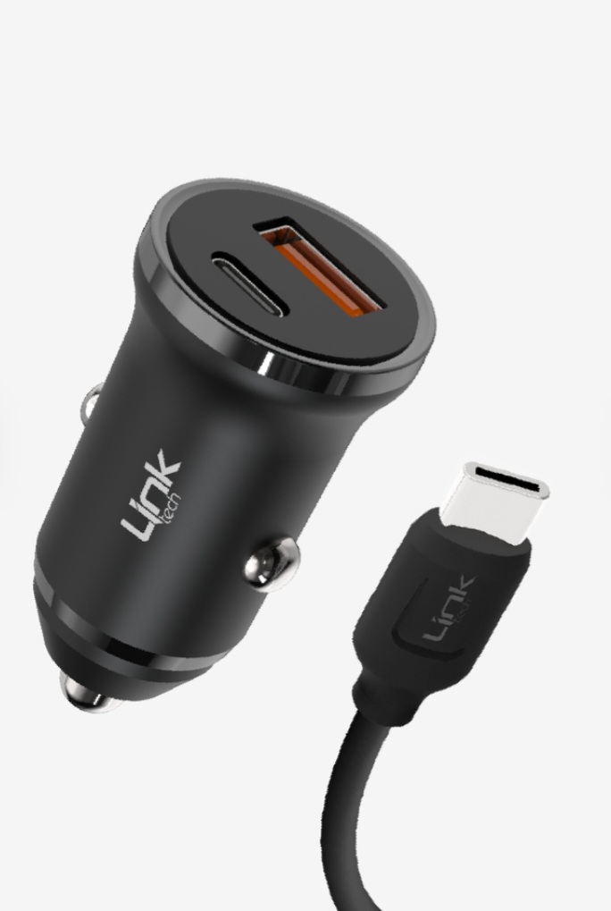 Linktech C486 Çevre Dostu Dual PD 20W USB-C Kablolu Araç Şarj Aleti 